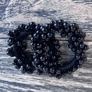 Black Pearl Beaded Hair Ties - Set of 2
